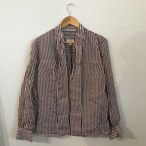 Maeve Anthropologie Burgundy Stripe Blouse